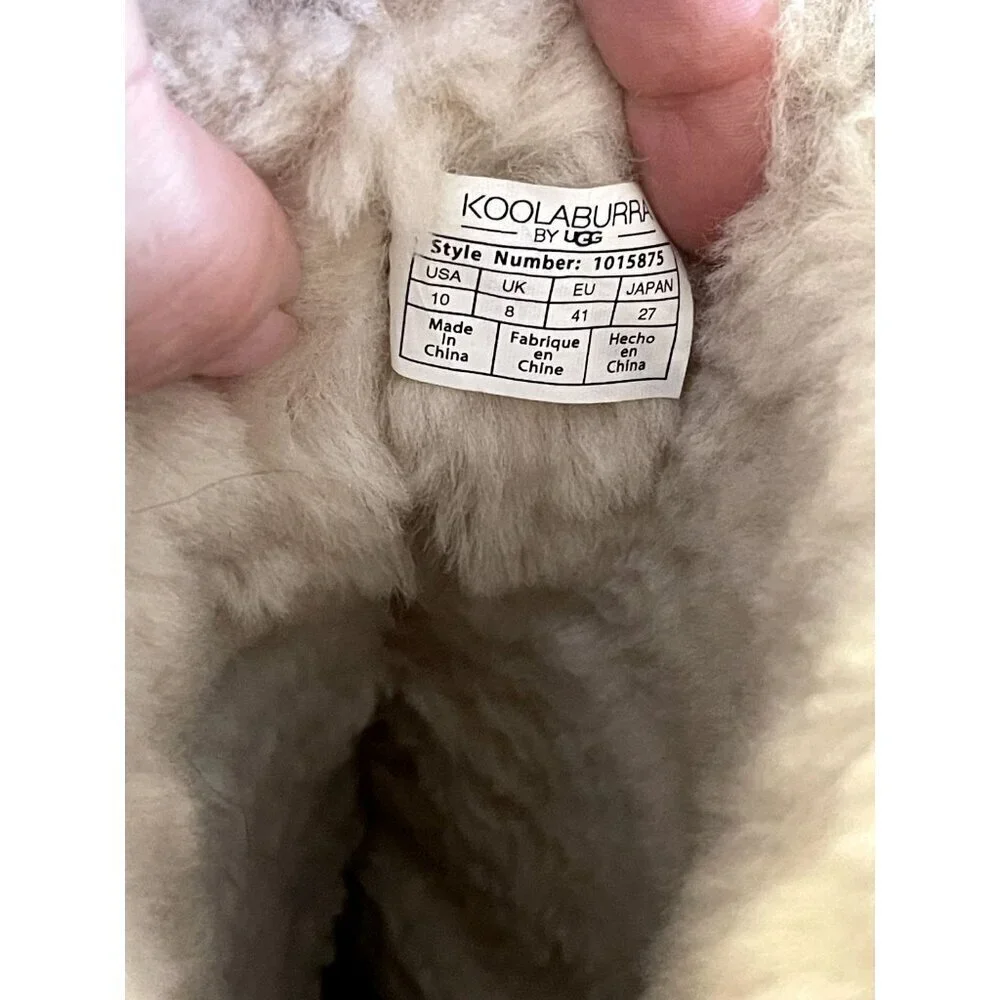 Koolaburra Uggs Calf High Boot Size 10 Boots side Bows Camel Brown sherpa lined